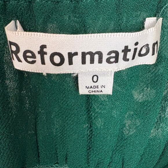 Reformation Esther Green Floral Mini Dress Ruffle Scoop Neck Adjustable Straps 0 - Picture 4 of 14